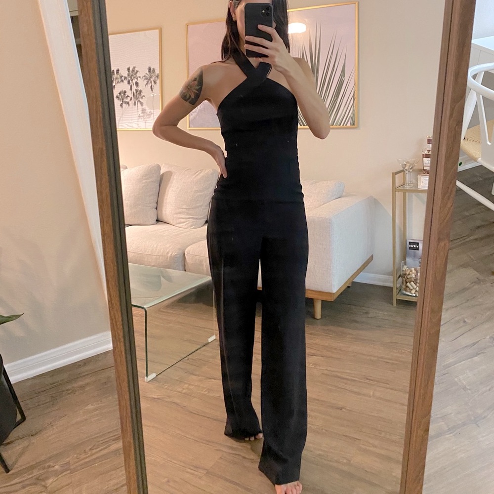 Topshop Black Halter Jumpsuit